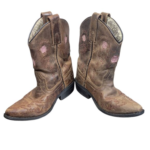 Smoky Mountain Leather Boots Cowboy Western Floral Pattern Kids Girls 11.5 R - Picture 3 of 11